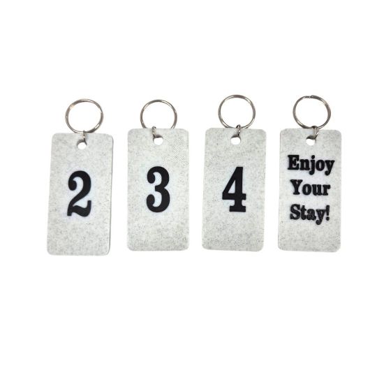 Picture of KEYRING WHITE WITH BLACK TEXT